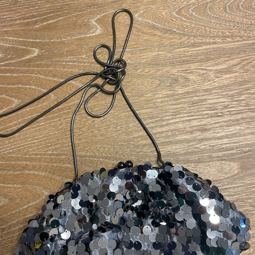 BCBGMaxAzria Black and Silver Sequin Clutch - Picture 8 of 8